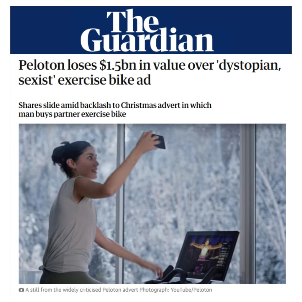 Peloton_guardian » lighthouse leadership Screenshot of the guardian article titled "peloton loses alt=