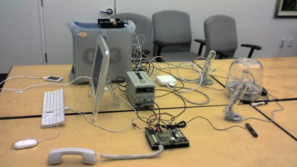 Iphone_prototype_with_wallaby » lighthouse leadership An iphone prototype consisting of an apple g3 desktop, atethered tablet called the "wallaby", and an analog telephone handset.